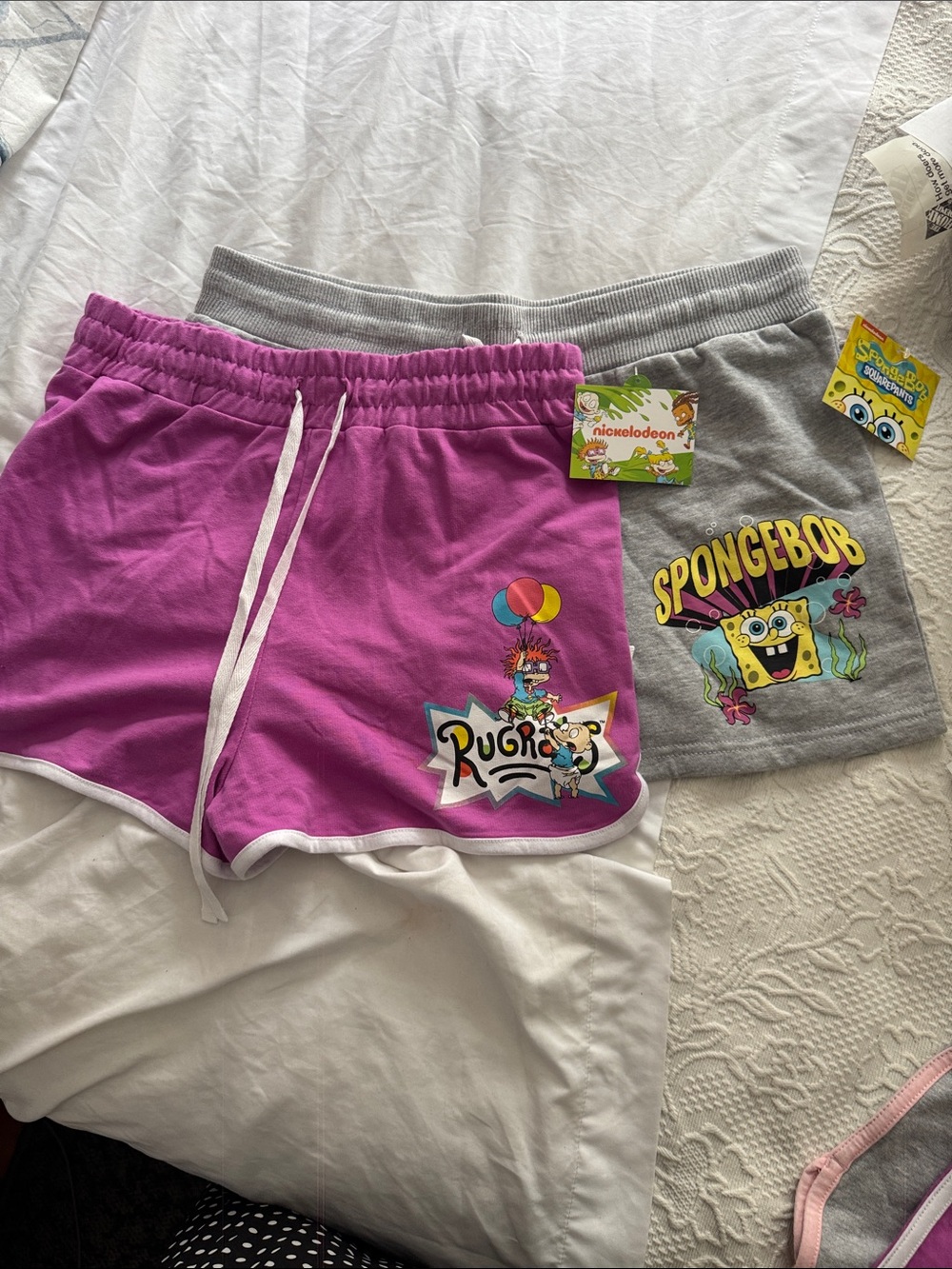Nickelodeon Rugrats Pink & SpongeBob Gray Colorblock Lounge Shorts 2 for one